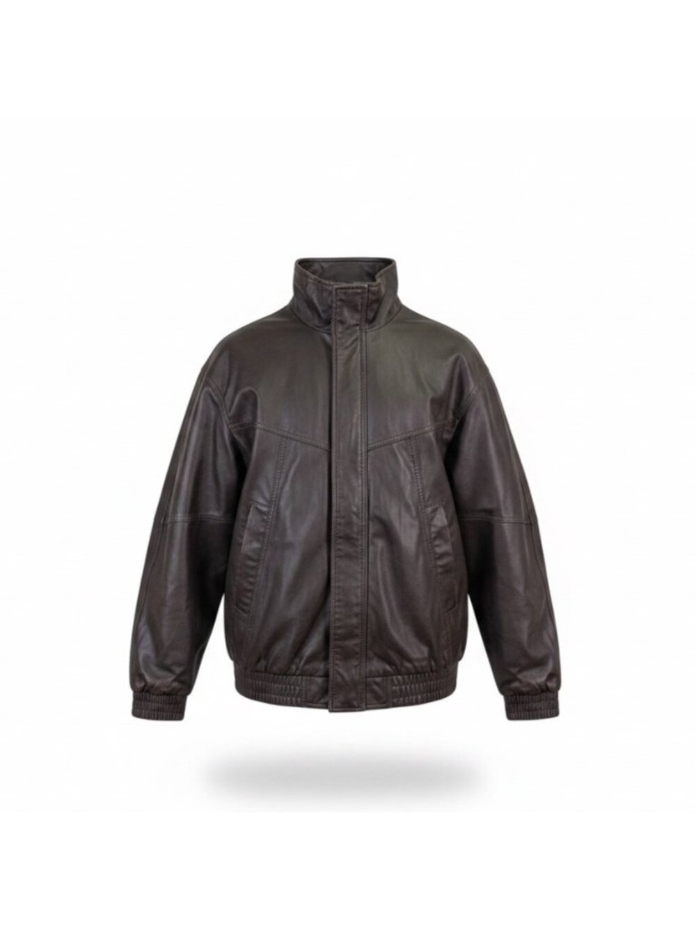 Bershka Mens Brown Faux Leather Bomber Jacket Lining Lightweight Size XL